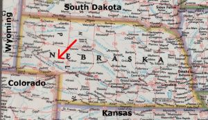 Nebraska Map showing location of Oshkosh, NE, home of Bugle Canyon Ranch